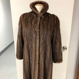 Vintage Lined 40" Mink Coat with button at collar